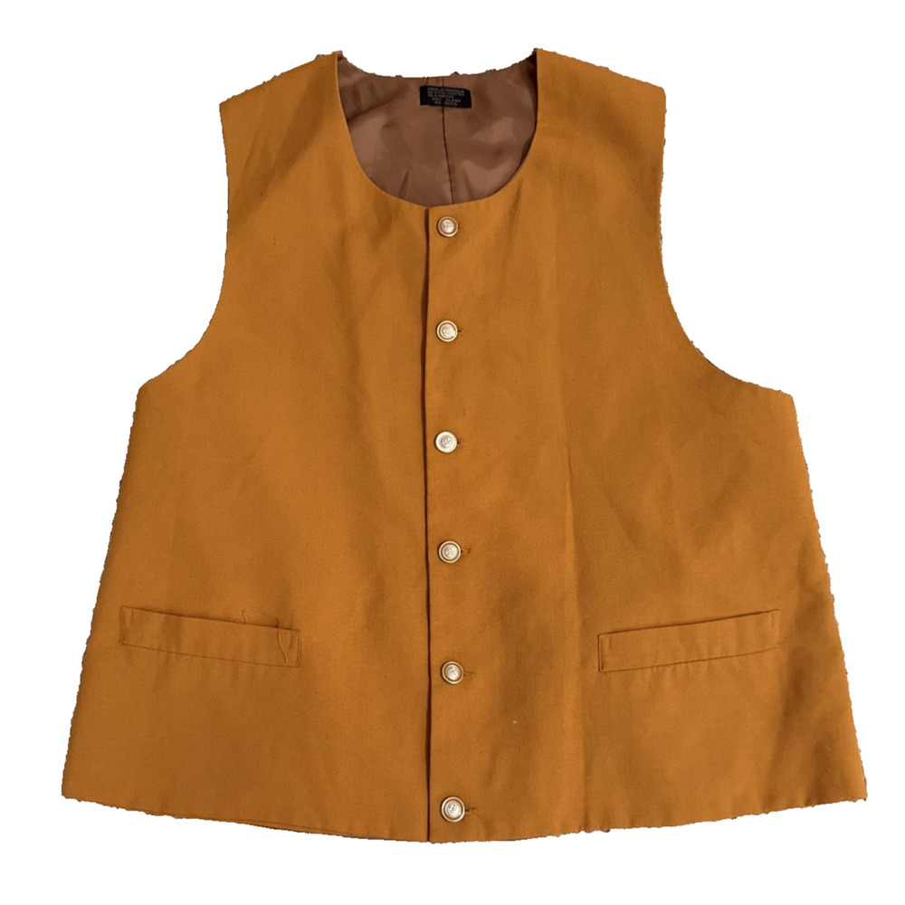 Vintage Mustard Yellow Button Front Vest Men’s Size M Made in Mongolia